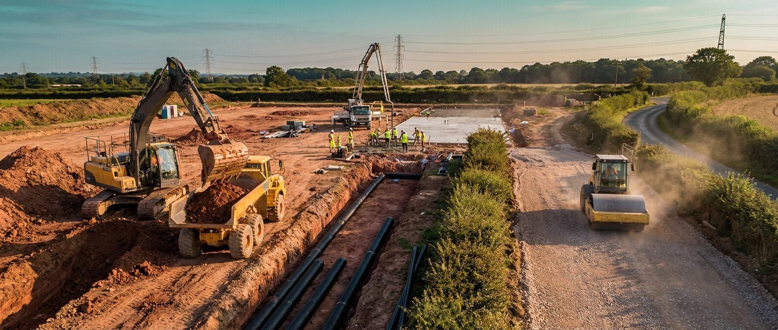 Civil engineering services on a commercial construction site